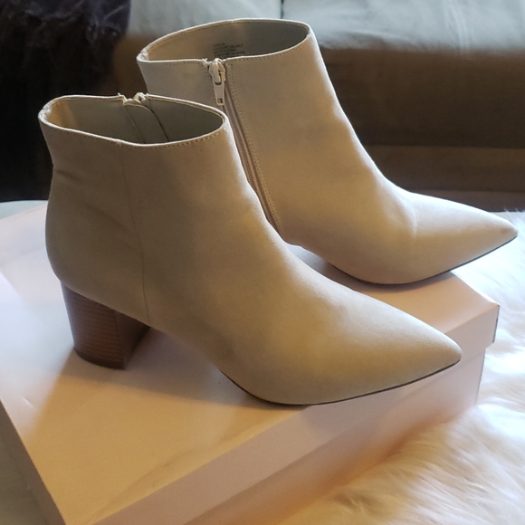 JustFab Shoes - Taupe Faux Suede Ankle Boots